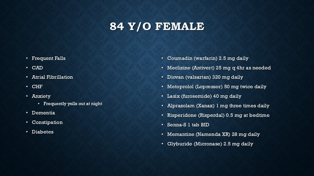 Case Studies in Unnecessary Medications - CPI Conf. Sept 2014 Slideshare picture 84 yo female