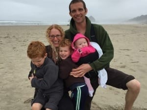 Kayte O'Brien with her husband and three children.