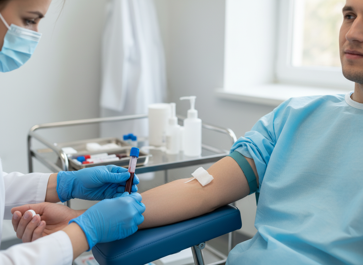 Firefly_Gemini Flash_patient getting blood drawn for labwork 278685