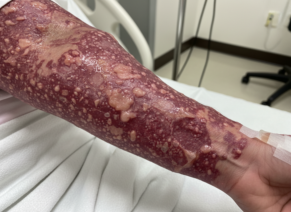 Firefly_Gemini Flash_stevens johnson syndrome on a patients arm 132758